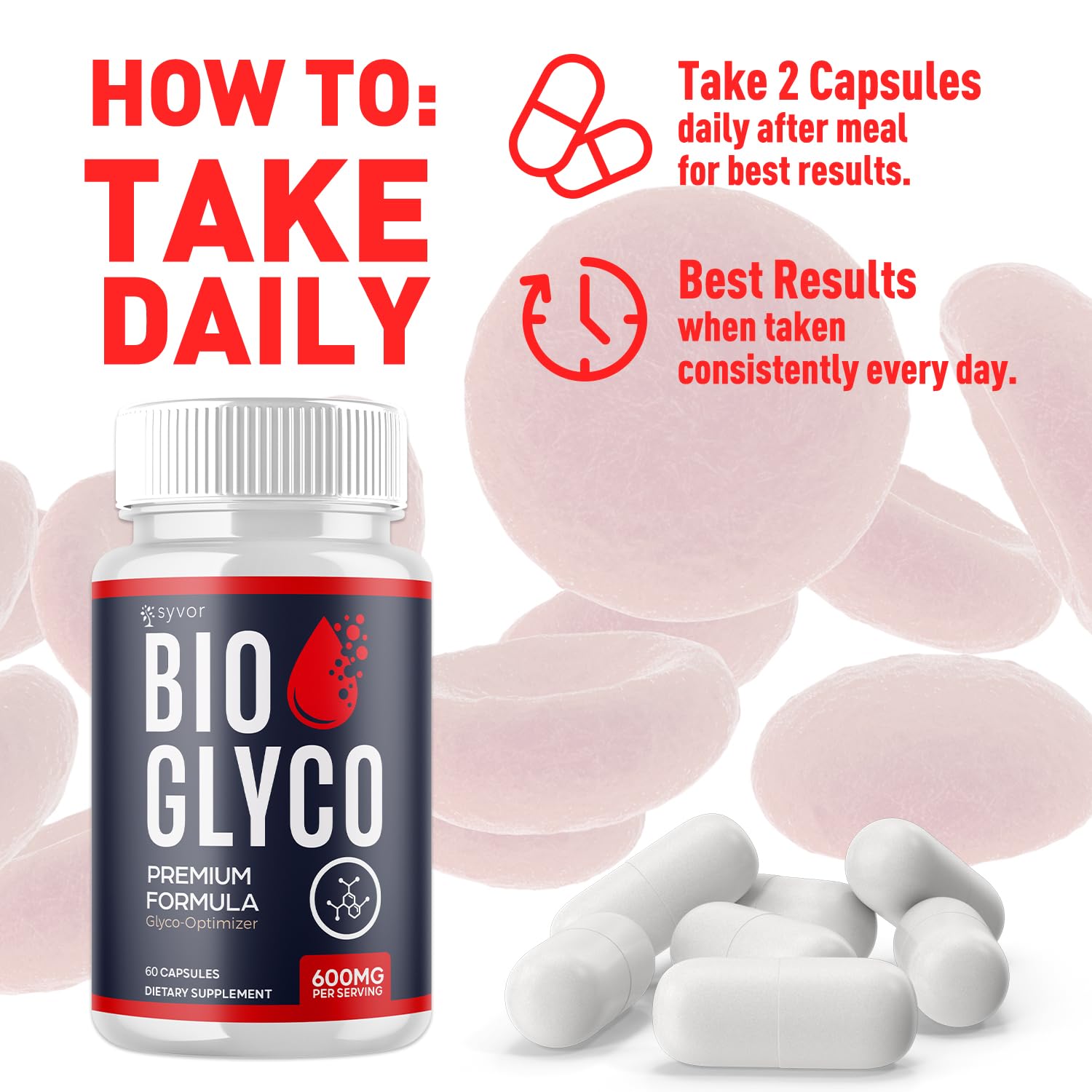 (2 Pack) Bio Glyco Capsules, Official BioGlyco Blood Health Support Pills with All Natural Ingredients, Advanced Blood Optimizer with Maximum Strength Premium Vitamins for Women & Men (120 Capsules) - TrustMedUSA