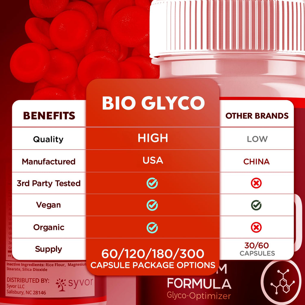 (2 Pack) Bio Glyco Capsules, Official BioGlyco Blood Health Support Pills with All Natural Ingredients, Advanced Blood Optimizer with Maximum Strength Premium Vitamins for Women & Men (120 Capsules) - TrustMedUSA