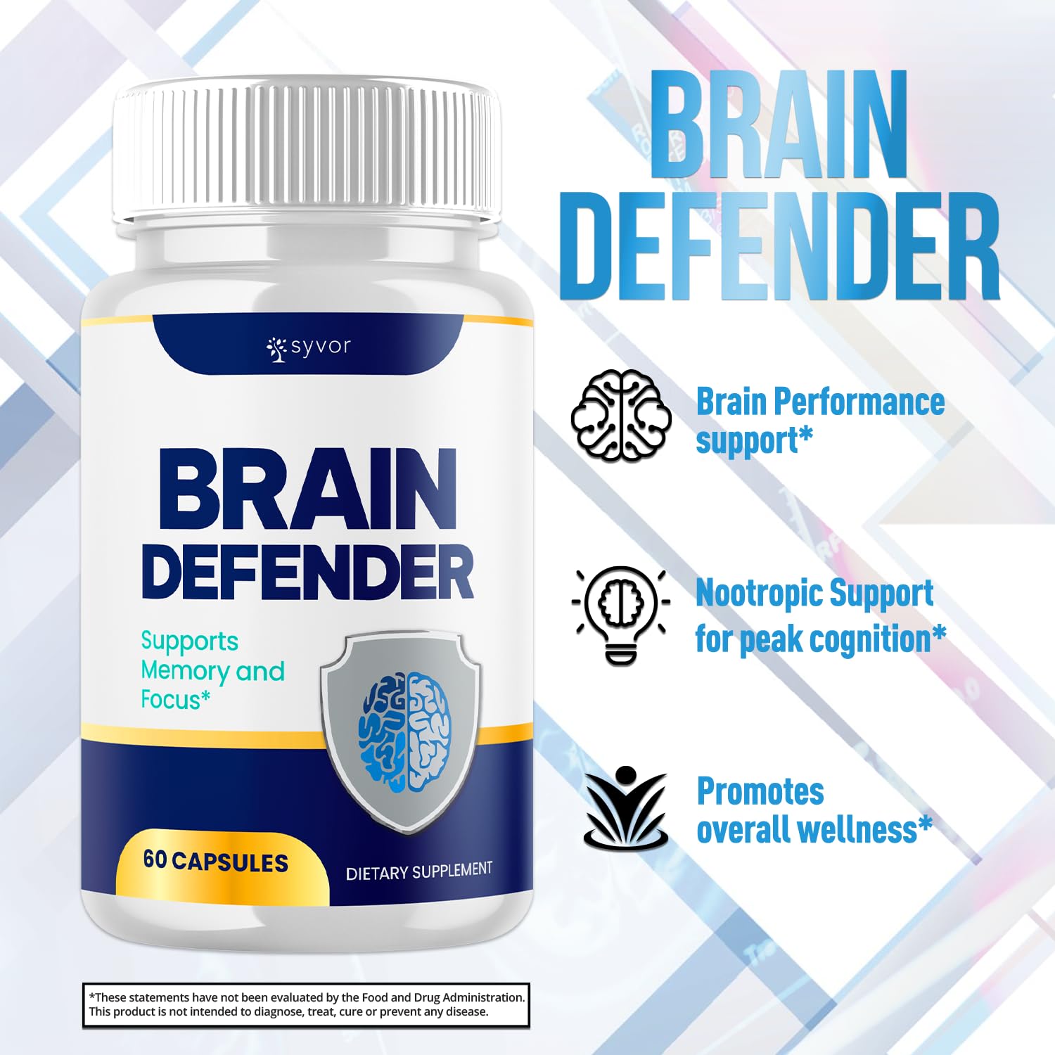 (2 Pack) Brain Defender Supplement Pills, Official Brain Defender Advanced Formula Nootropic Capsules, All Natural Health and Wellness Support Formula Maximum Strength Braindefender (120 Capsules) - TrustMedUSA
