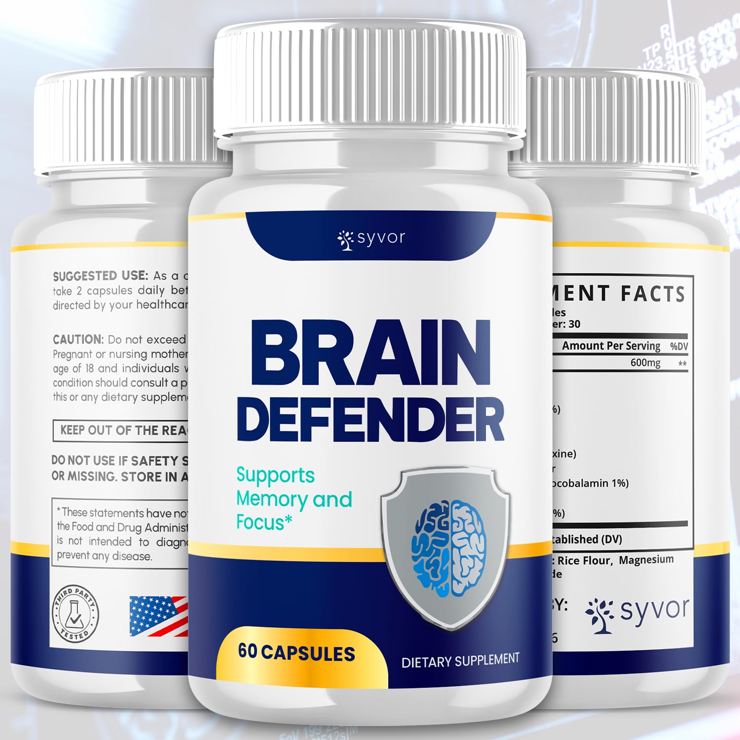 (2 Pack) Brain Defender Supplement Pills, Official Brain Defender Advanced Formula Nootropic Capsules, All Natural Health and Wellness Support Formula Maximum Strength Braindefender (120 Capsules) - TrustMedUSA