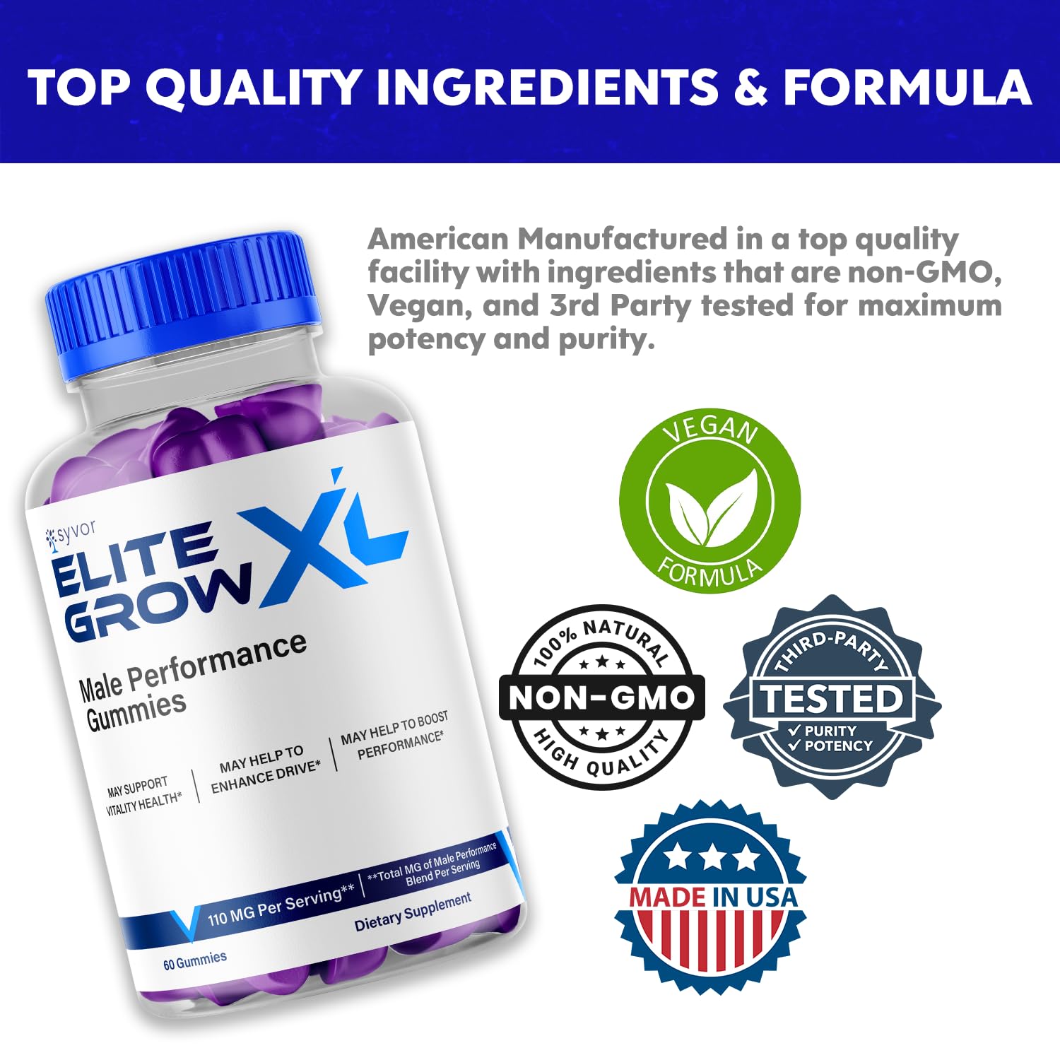 (2 Pack) Elite Grow XL Gummies, Elite GrowXL Maximum Strength Gummy Supplement, Elite Grow X L All Natural Advanced Formula Gummys Chewable Vitamin EliteGrow Delicious Once Daily Gummes (120 Gummies) - TrustMedUSA
