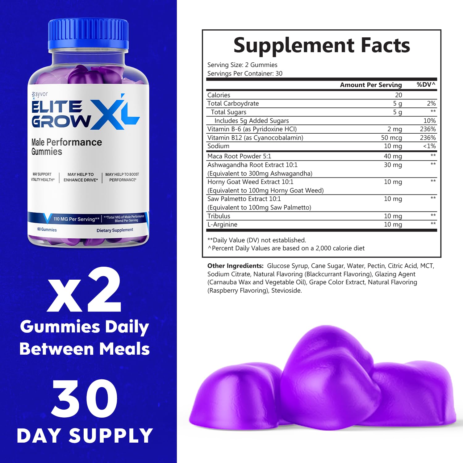 (2 Pack) Elite Grow XL Gummies, Elite GrowXL Maximum Strength Gummy Supplement, Elite Grow X L All Natural Advanced Formula Gummys Chewable Vitamin EliteGrow Delicious Once Daily Gummes (120 Gummies) - TrustMedUSA
