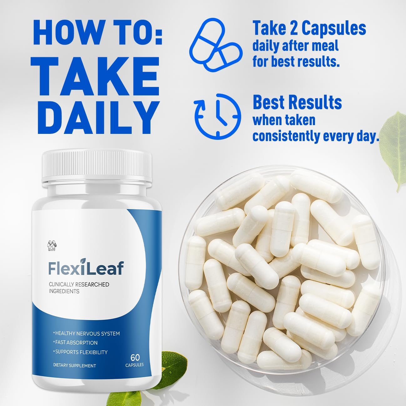 (2 Pack) Flexileaf Capsules, Official Flexileaf Pills with All Natural Ingredients, Advanced Health and Overall Wellness Multivitamin Supplement Maximum Strength Support Formula (120 Capsules) - TrustMedUSA