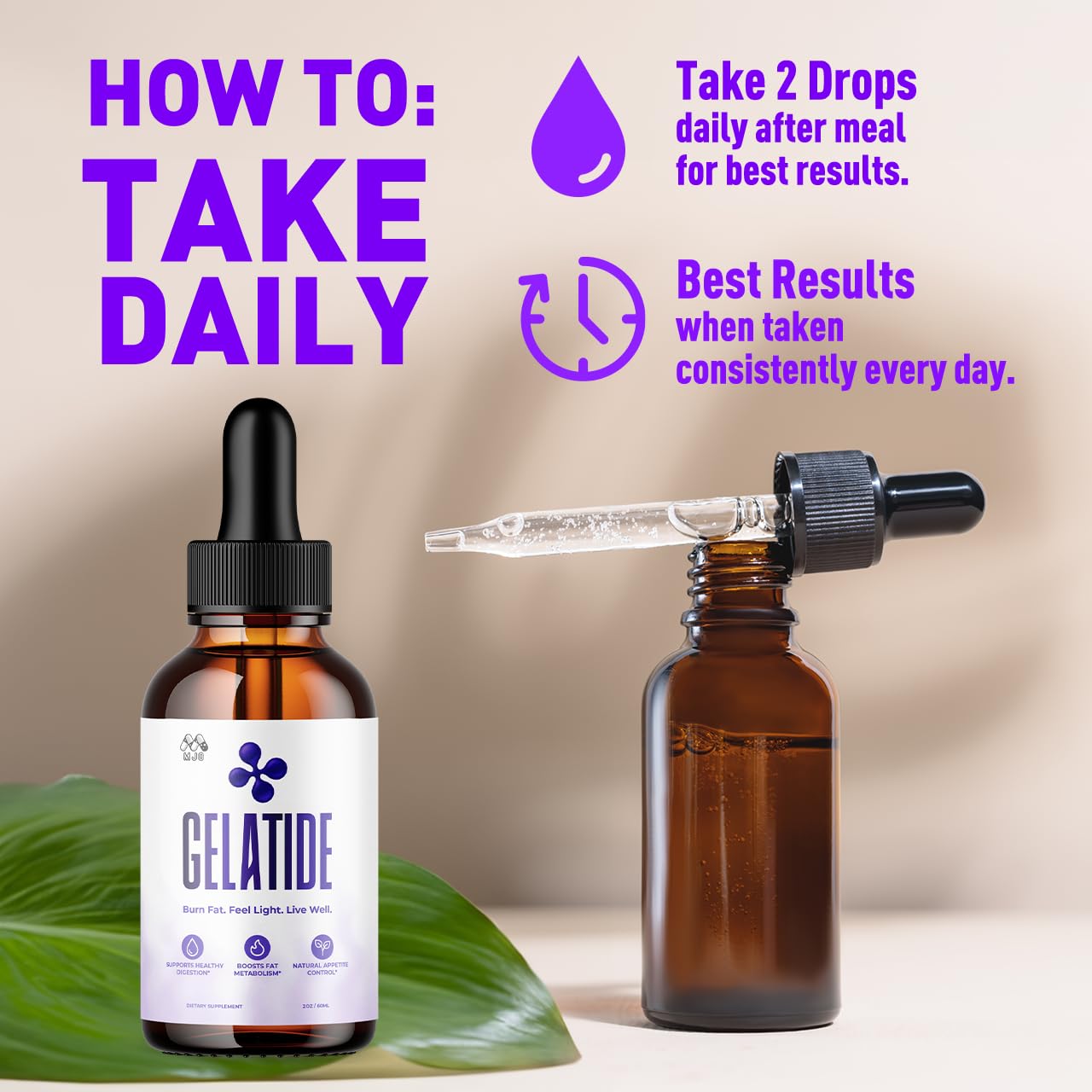 (2 Pack) Gelatide Drops, Official Gelatide Health Support Formula with All Natural Ingredients, Advanced Active Lifestyle Support Supplement Max Strength Vitamin Formula for Women & Men (60 Servings) - TrustMedUSA