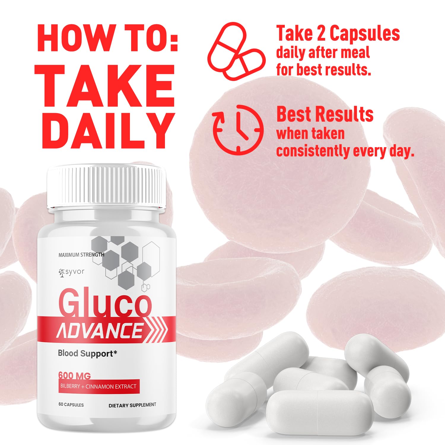 (2 Pack) Gluco Advance Capsules, Official GlucoAdvance Supplement Pills with All Natural Ingredients, Advanced Formula Supplement with Maximum Strength Support Vitamins for Women & Men (120 Capsules) - TrustMedUSA