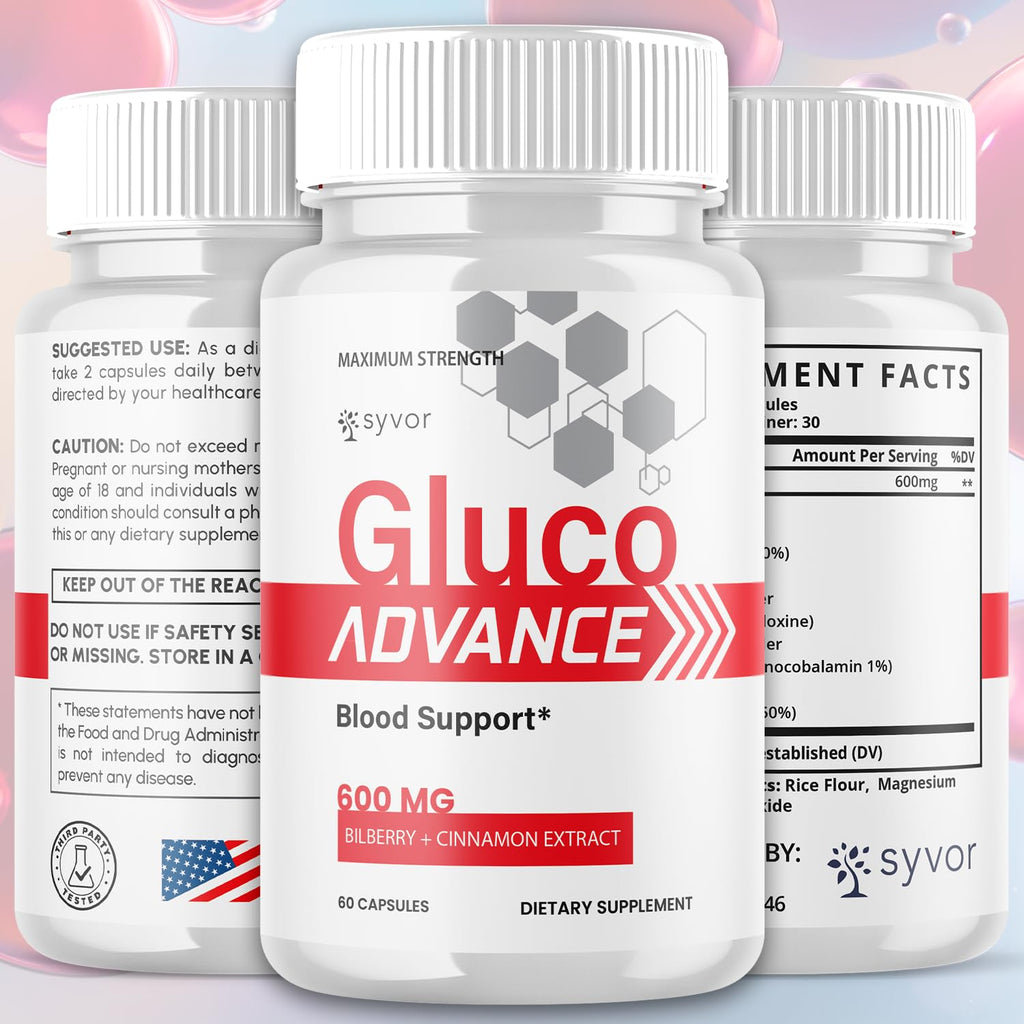(2 Pack) Gluco Advance Capsules, Official GlucoAdvance Supplement Pills with All Natural Ingredients, Advanced Formula Supplement with Maximum Strength Support Vitamins for Women & Men (120 Capsules) - TrustMedUSA