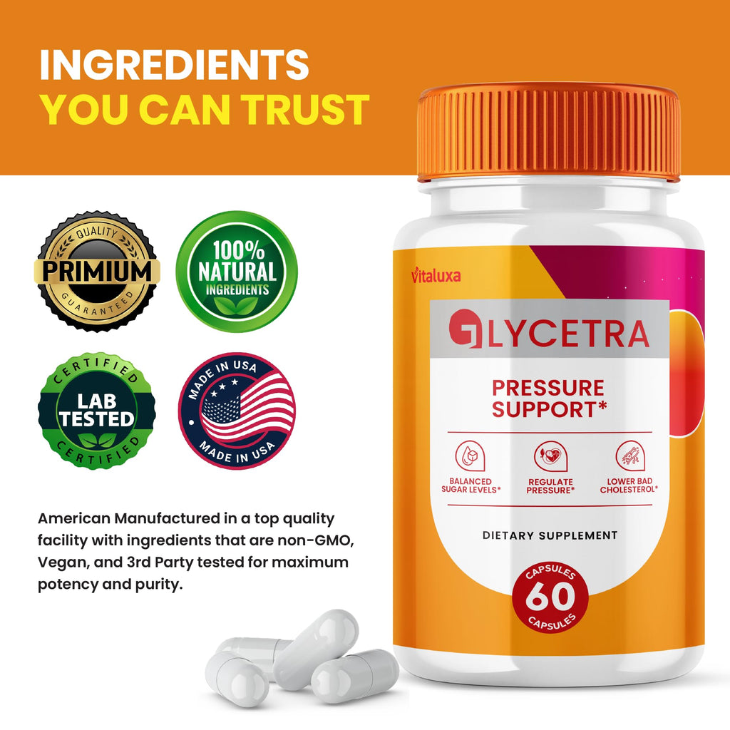 (2 Pack) Glycetra Capsules, Glycetra Blood Support Supplement Advanced Formula Premium Blend All Natural Balance Flow, Glicetra Pills Maximum Strength Glycogen Support Health Wellness Review (120 Ct) - TrustMedUSA