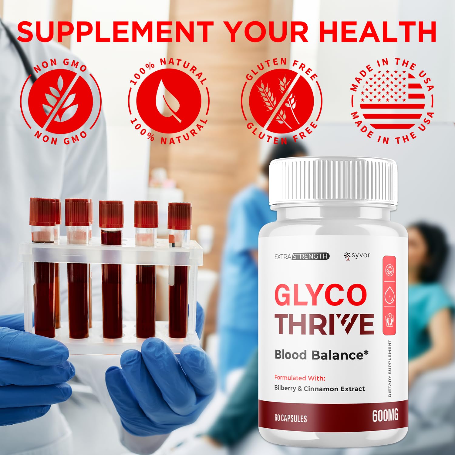 (2 Pack) Glyco Thrive Capsules, Official GlycoThrive Glycogen Support Pills with All Natural Ingredients, Advanced Formula Health Supplement with Max Strength Vitamins for Women & Men (120 Capsules) - TrustMedUSA