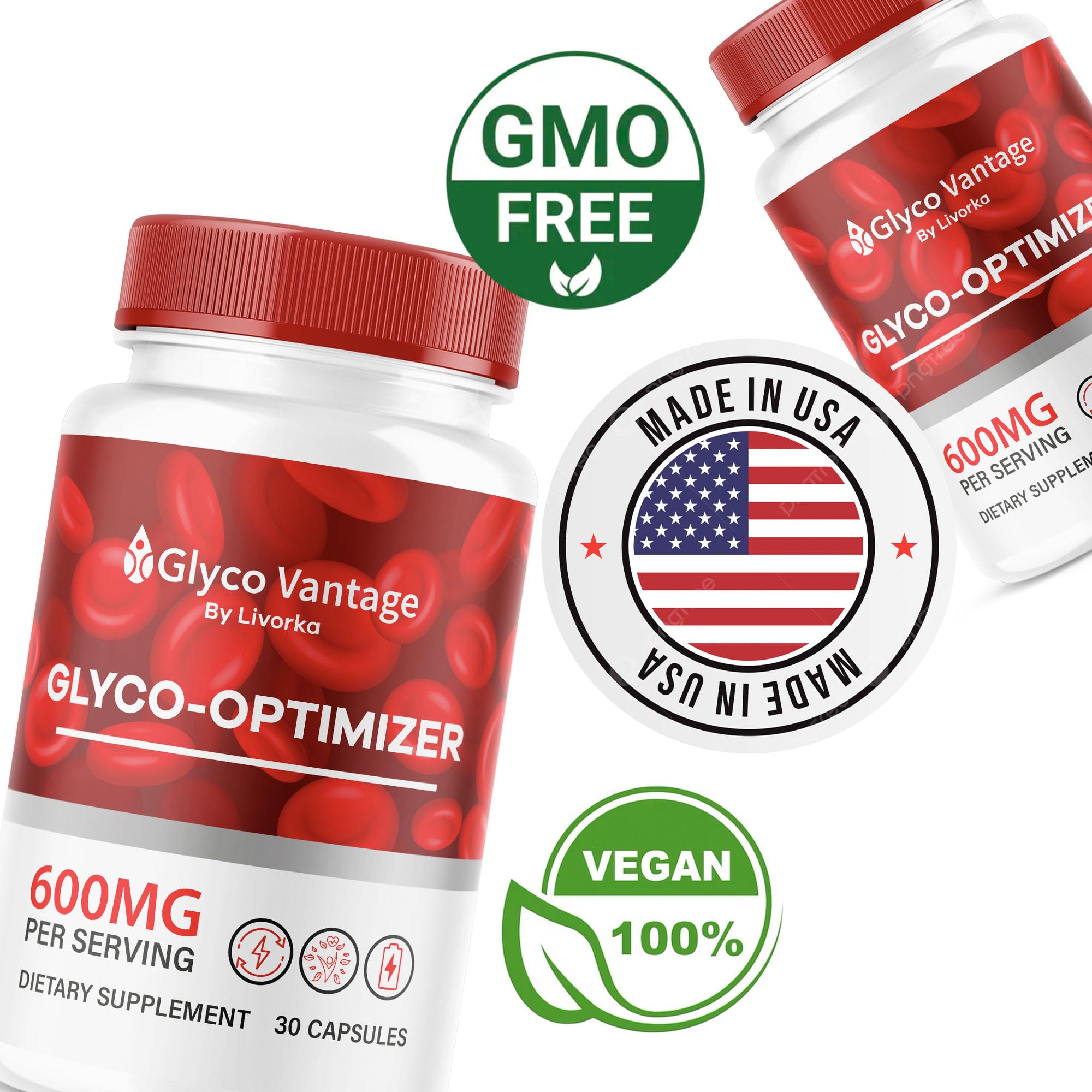 (2 Pack) Glyco Vantage Glyco Optimizer, Glyco Vantage, Glyco Vantage Capsules, Glyco Vantage Joint Optimizer, GlycoVantage Glyco Optimizer Pills, Glyco Vantage Support, 60 Capsules For 2 Months - TrustMedUSA