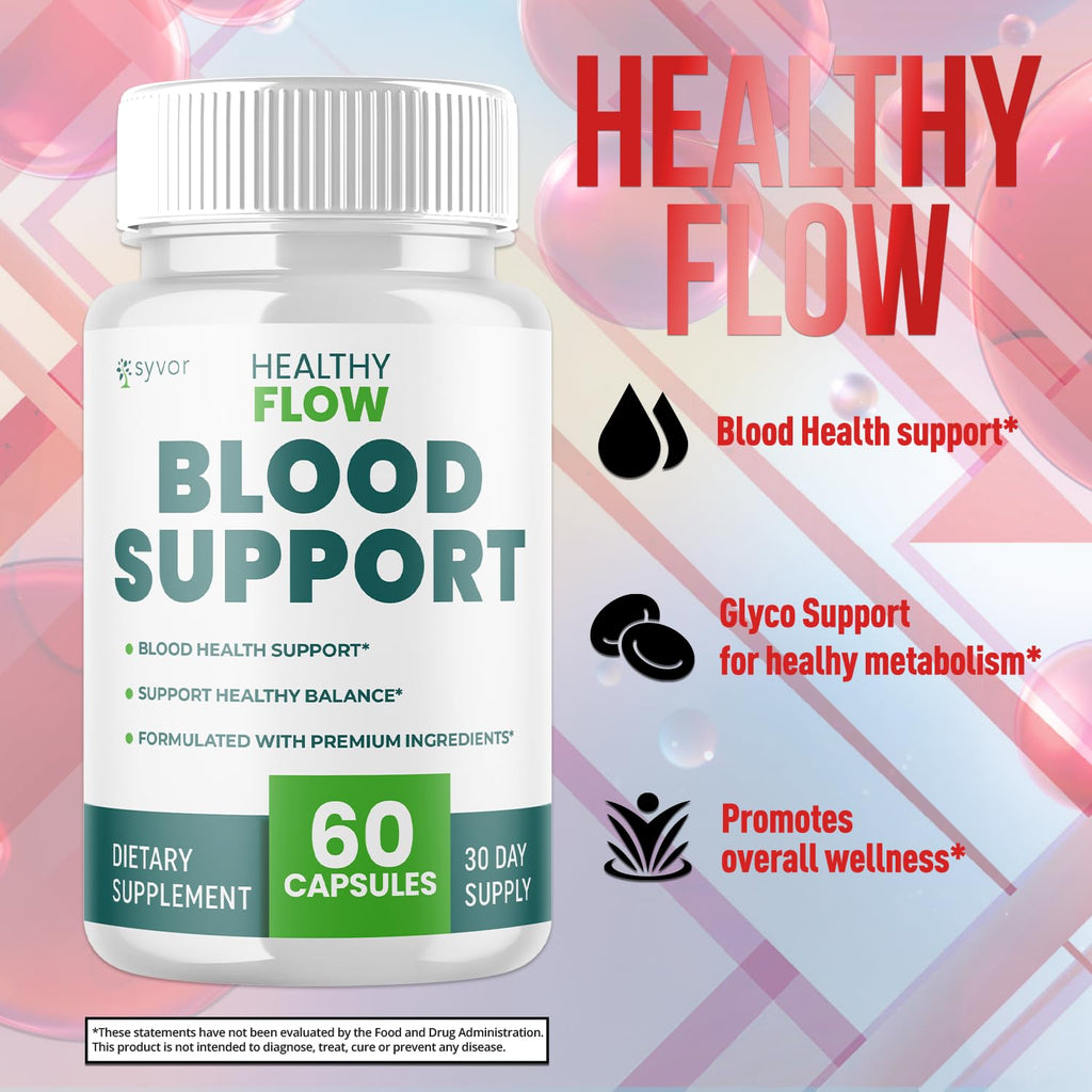 (2 Pack) Healthy Flow Blood Support Capsules, Official Healthy Flow Blood Support Pills with All Natural Ingredients, Advanced Formula Supplement with Premium Vitamins for Men & Women (120 Capsules) - TrustMedUSA