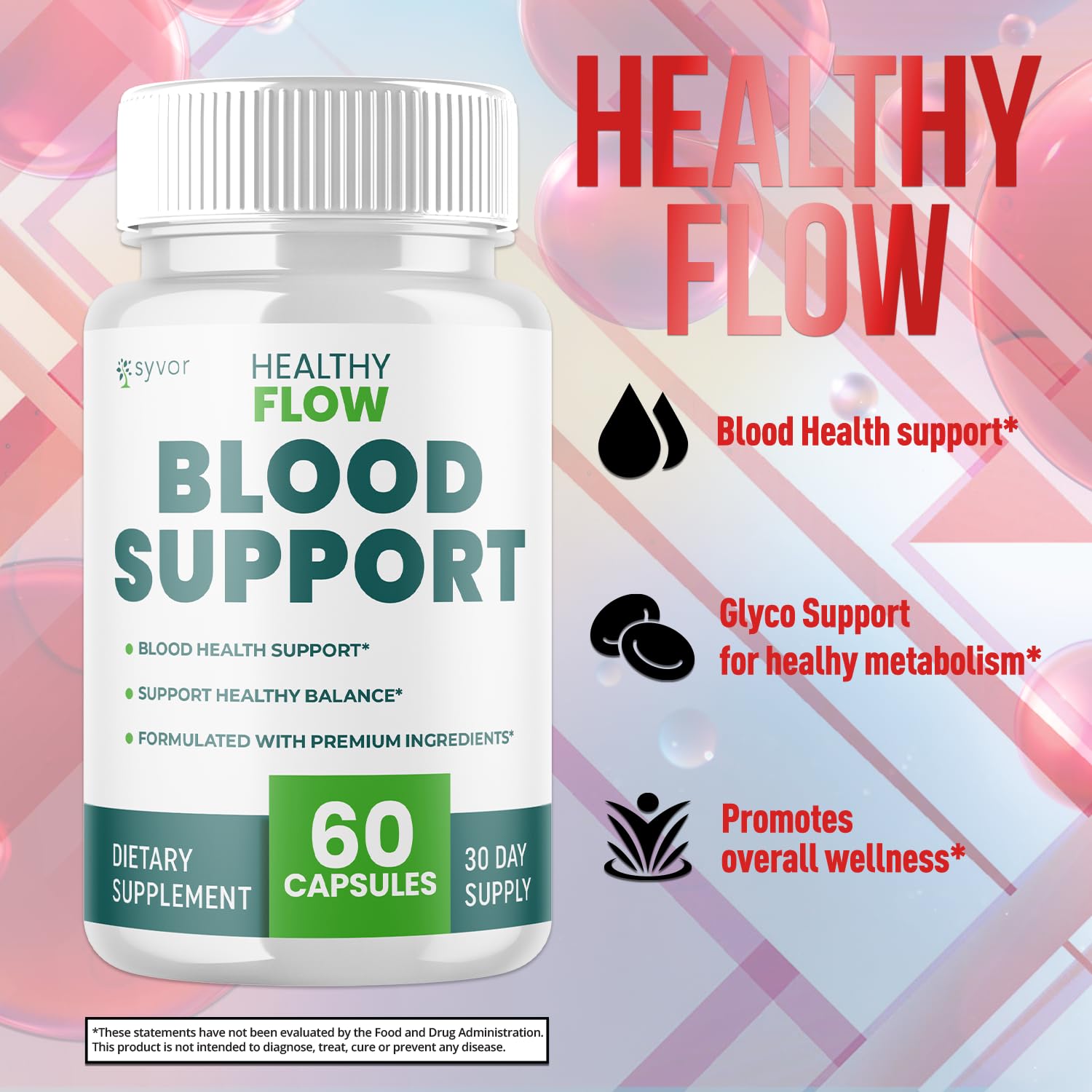 (2 Pack) Healthy Flow Blood Support Capsules, Official Healthy Flow Blood Support Pills with All Natural Ingredients, Advanced Formula Supplement with Premium Vitamins for Men & Women (120 Capsules) - TrustMedUSA