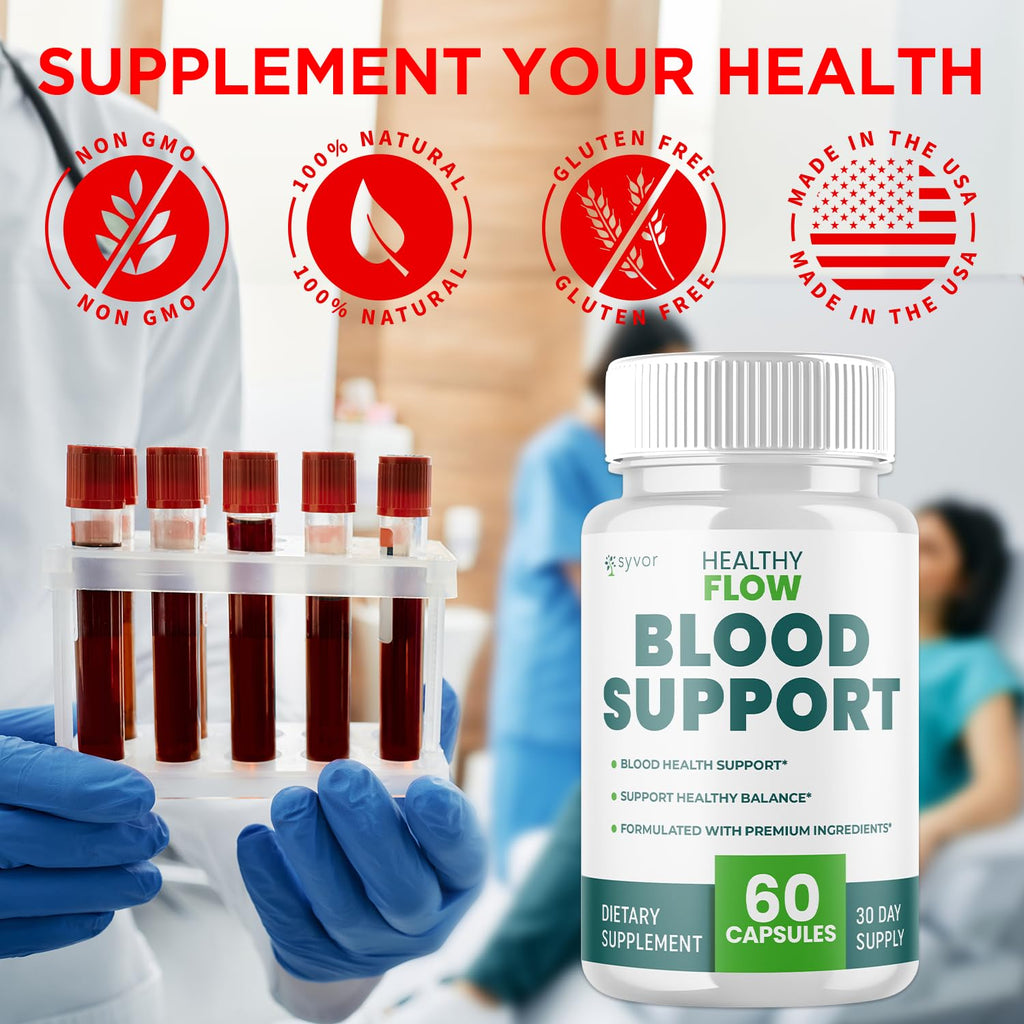(2 Pack) Healthy Flow Blood Support Capsules, Official Healthy Flow Blood Support Pills with All Natural Ingredients, Advanced Formula Supplement with Premium Vitamins for Men & Women (120 Capsules) - TrustMedUSA