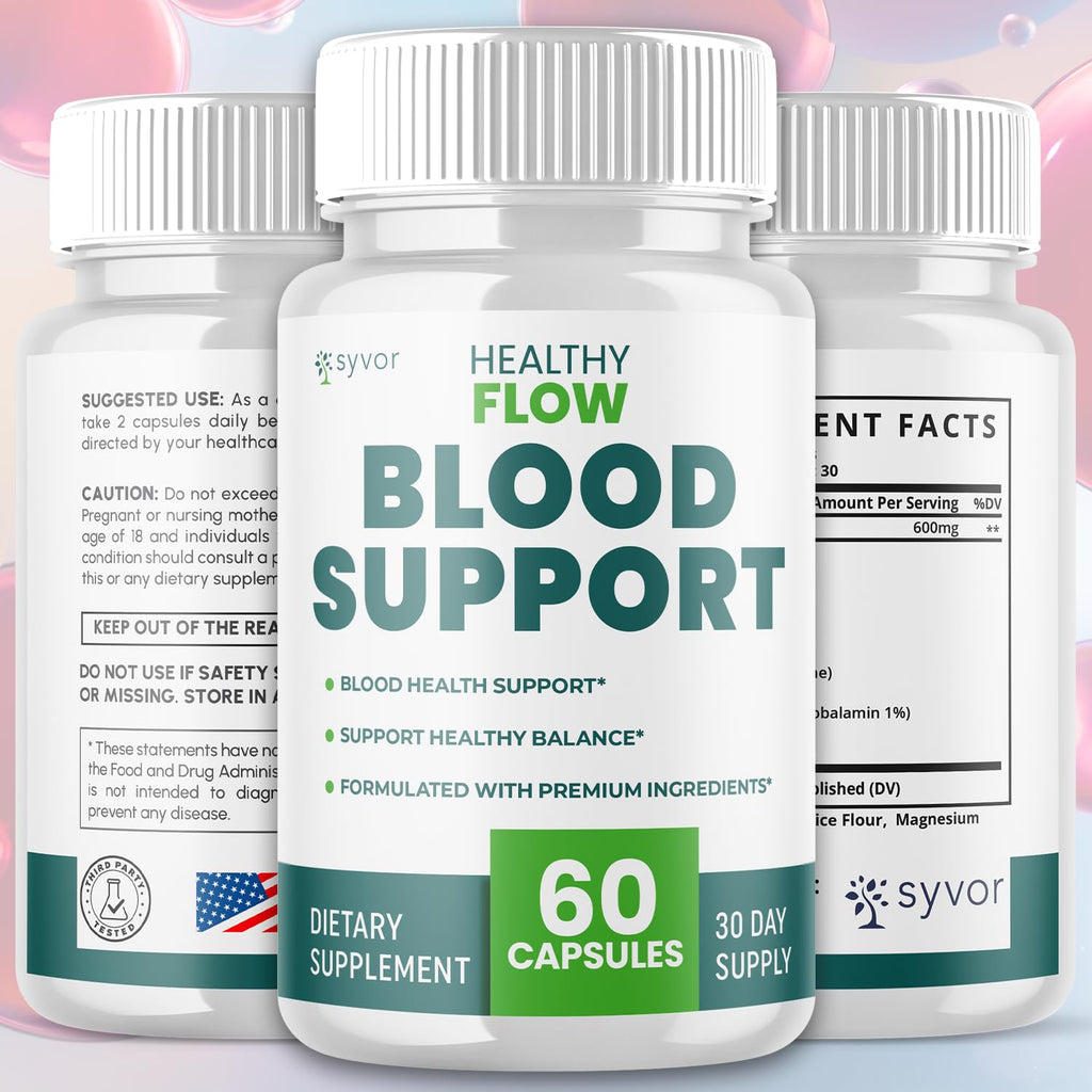 (2 Pack) Healthy Flow Blood Support Capsules, Official Healthy Flow Blood Support Pills with All Natural Ingredients, Advanced Formula Supplement with Premium Vitamins for Men & Women (120 Capsules) - TrustMedUSA