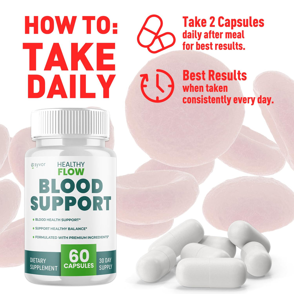 (2 Pack) Healthy Flow Blood Support Capsules, Official Healthy Flow Blood Support Pills with All Natural Ingredients, Advanced Formula Supplement with Premium Vitamins for Men & Women (120 Capsules) - TrustMedUSA