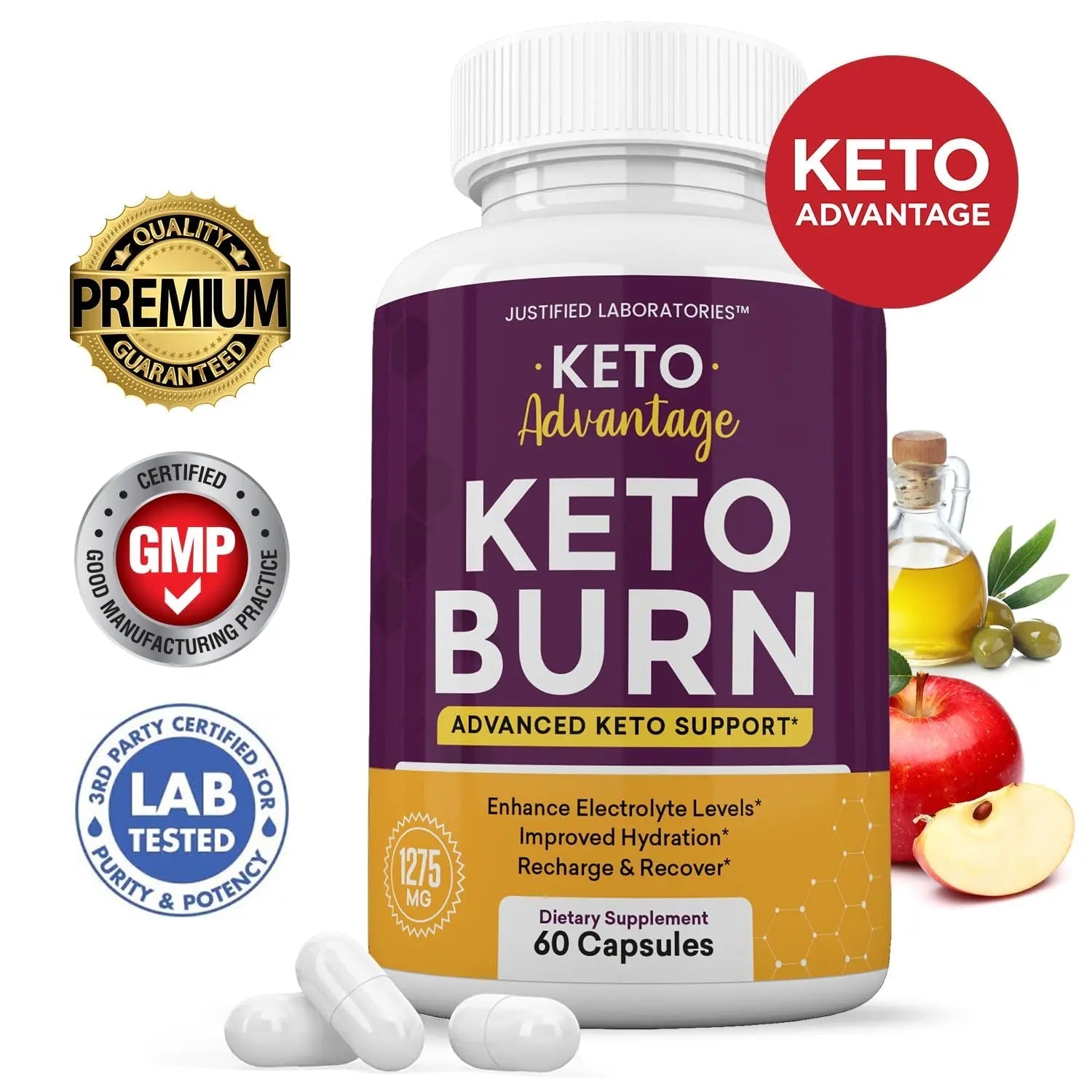 (2 Pack) Keto Advantage Keto Burn Pills 1275MG New & Improved Formula Contains Apple - TrustMedUSA