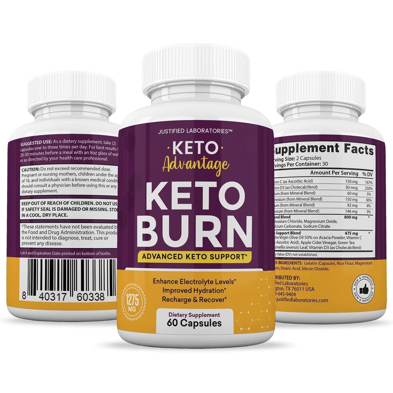 (2 Pack) Keto Advantage Keto Burn Pills 1275MG New & Improved Formula Contains Apple - TrustMedUSA