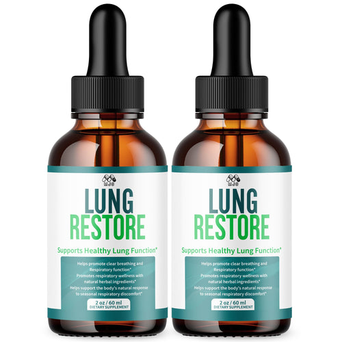 (2 Pack) Lung Restore Drops, Official LungRestore Liquid Supplement Drops with All Natural Ingredients, Lung Restore Advanced Lungs Wellness Support with Premium Vitamins for Women & Men (60 Servings) - TrustMedUSA