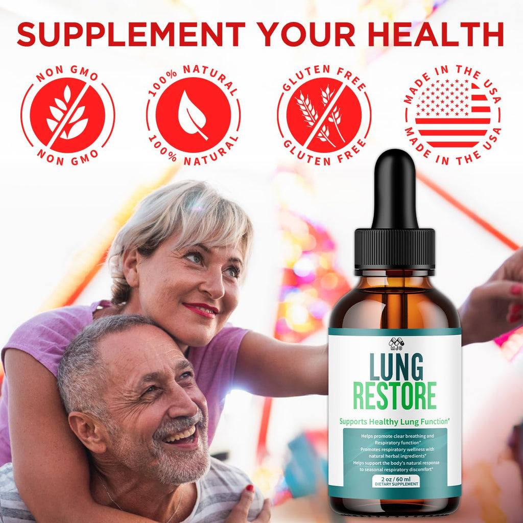 (2 Pack) Lung Restore Drops, Official LungRestore Liquid Supplement Drops with All Natural Ingredients, Lung Restore Advanced Lungs Wellness Support with Premium Vitamins for Women & Men (60 Servings) - TrustMedUSA