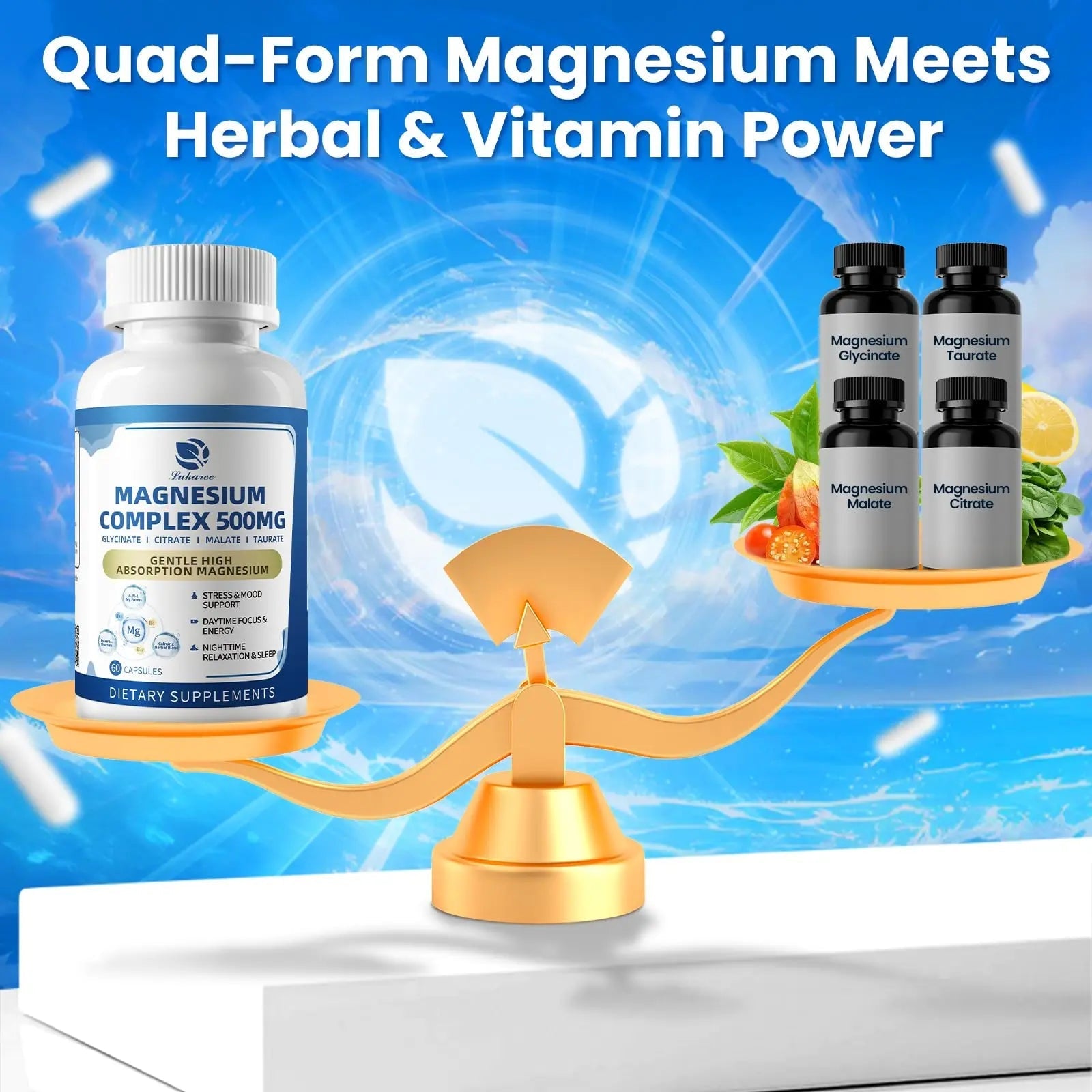 2 Pack Magnesium Complex for Women and Men 4-in-1 Magnesium Glycinate, Citrate, Malate, Taurate - Magnesium Supplement for Relaxation, Sleep & Focus, 60 Days Supply - TrustMedUSA