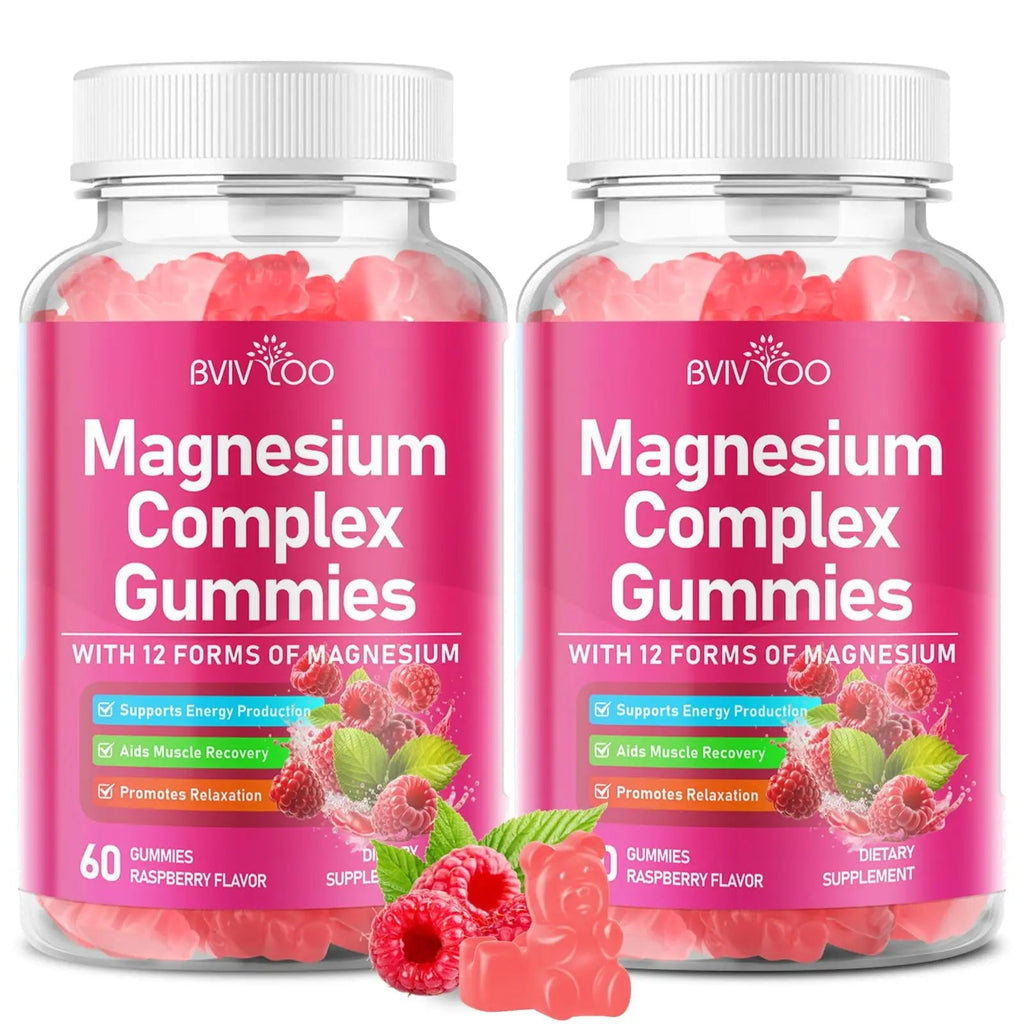 2 Pack Magnesium Complex Gummies – with 12 Forms of Magnesium Plus Vitamins B6, B12 & C. Vegan Strawberry Gummies to Support Mood, for Adults, 120 Count - TrustMedUSA