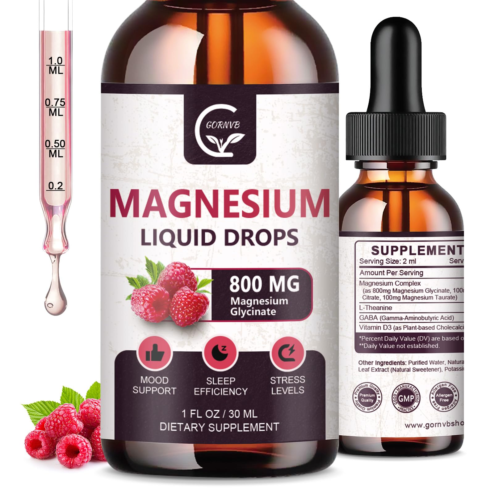 (2 Pack) Magnesium Glycinate Liquid Drops | 1000mg Liquid Magnesium Complex with D3, L-Thea & GABA for Energy, Sleep, Nerve and Heart Health - TrustMedUSA