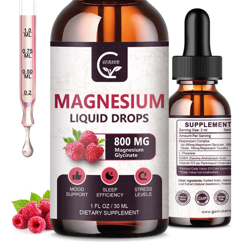 (2 Pack) Magnesium Glycinate Liquid Drops | 1000mg Liquid Magnesium Complex with D3, L-Thea & GABA for Energy, Sleep, Nerve and Heart Health - TrustMedUSA