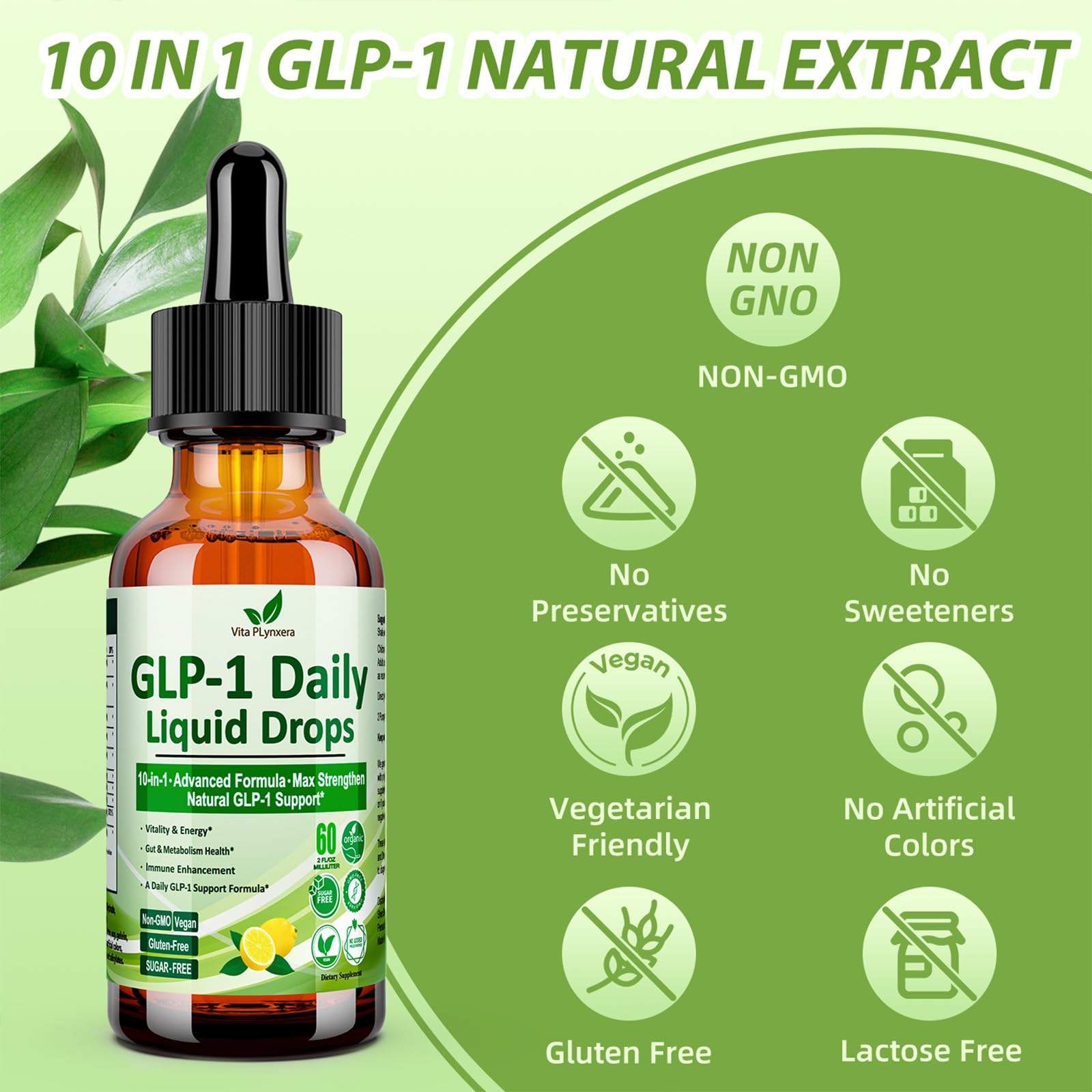 2 Pack Metabolic Support Liquid Drops, 10-in-1 Formula with Berberine, Ceylon Cinnamon, Prebiotic Fiber & Green Tea Extract | Digestive & Gut Health for Women & Men | Vegan, Non-GMO - TrustMedUSA