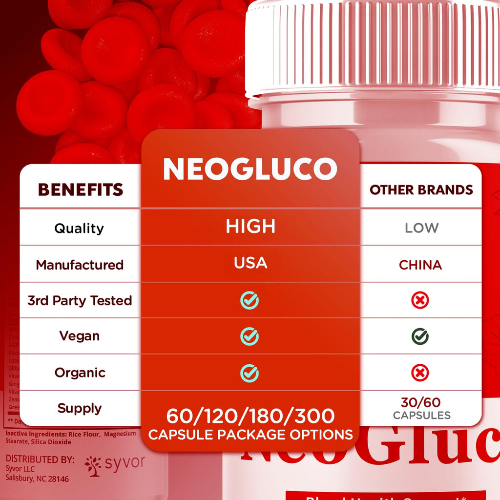 (2 Pack) NeoGluco Capsules, Official NeoGluco Glycogen Support Pills with All Natural Ingredients, Advanced Formula Health Supplement with Max Strength Premium Vitamins for Women & Men (120 Capsules) - TrustMedUSA