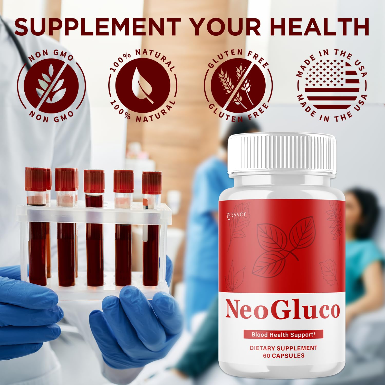 (2 Pack) NeoGluco Capsules, Official NeoGluco Glycogen Support Pills with All Natural Ingredients, Advanced Formula Health Supplement with Max Strength Premium Vitamins for Women & Men (120 Capsules) - TrustMedUSA