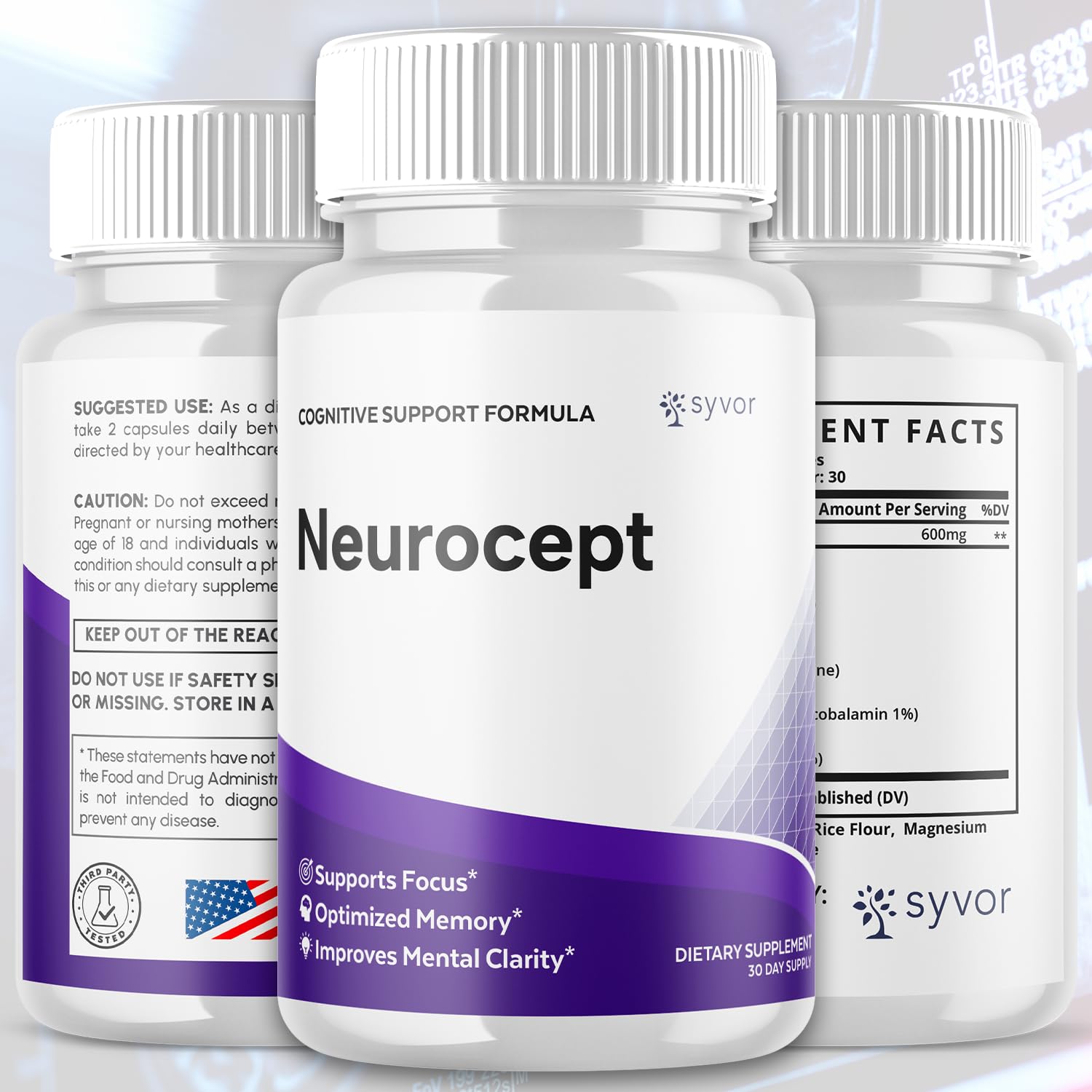 (2 Pack) Neurocept Capsules, Official Neurocept Brain Supplement Pills with All Natural Ingredients, Advanced Formula Support Pills with Max Strength Premium Vitamins for Women & Men (120 Capsules) - TrustMedUSA