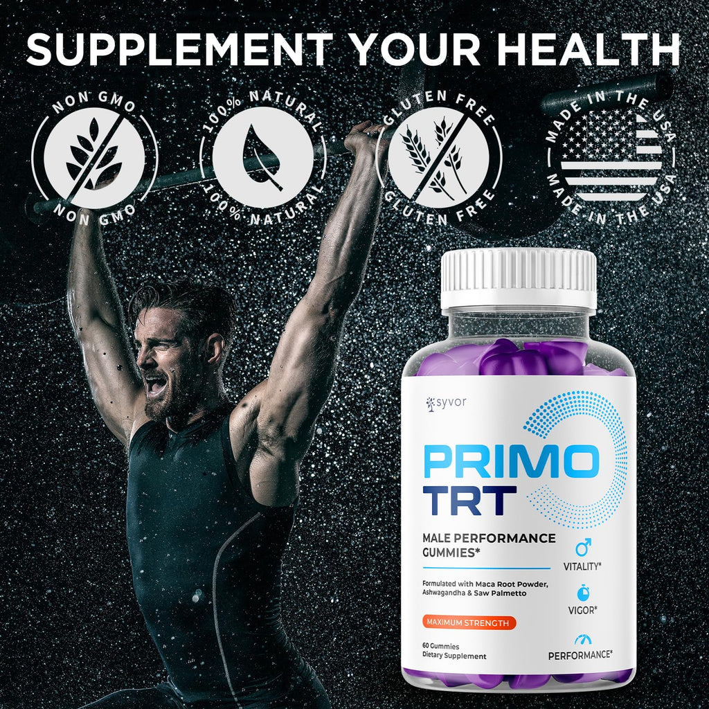 (2 Pack) Primo TRT Gummies for Men, Official Primo TRT Male Performance Gummys with Maximum Strength Ingredients, Advanced PrimoTRT Male Health Support Supplement with Premium Vitamins (120 Gummies) - TrustMedUSA