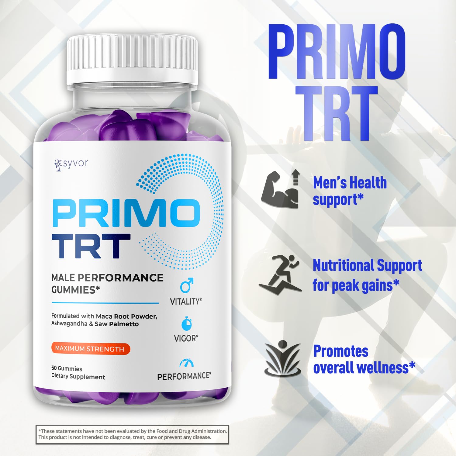 (2 Pack) Primo TRT Gummies for Men, Official Primo TRT Male Performance Gummys with Maximum Strength Ingredients, Advanced PrimoTRT Male Health Support Supplement with Premium Vitamins (120 Gummies) - TrustMedUSA