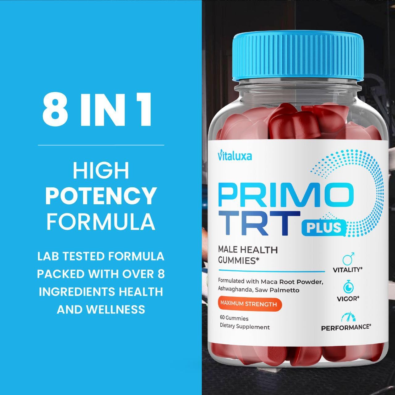 (2 Pack) Primo TRT Gummies, Primo TRT Advanced Performance Blend Supplement, PrimoTRT Try Prime Gomitas Maximum Strength for Males Support for Overall Health Wellness All Natural Ingredients (120 Ct) - TrustMedUSA