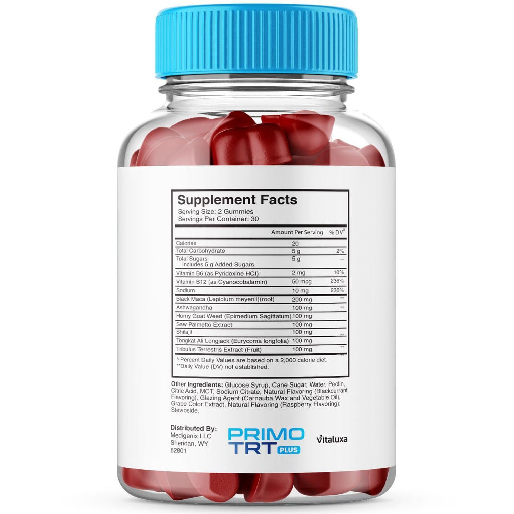 (2 Pack) Primo TRT Gummies, Primo TRT Advanced Performance Blend Supplement, PrimoTRT Try Prime Gomitas Maximum Strength for Males Support for Overall Health Wellness All Natural Ingredients (120 Ct) - TrustMedUSA