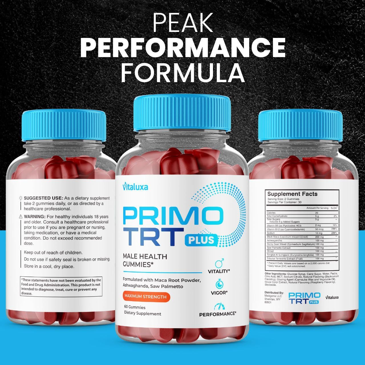 (2 Pack) Primo TRT Gummies, Primo TRT Advanced Performance Blend Supplement, PrimoTRT Try Prime Gomitas Maximum Strength for Males Support for Overall Health Wellness All Natural Ingredients (120 Ct) - TrustMedUSA