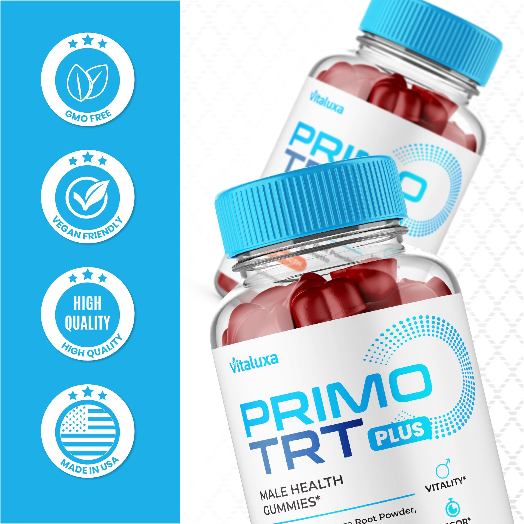 (2 Pack) Primo TRT Gummies, Primo TRT Advanced Performance Blend Supplement, PrimoTRT Try Prime Gomitas Maximum Strength for Males Support for Overall Health Wellness All Natural Ingredients (120 Ct) - TrustMedUSA