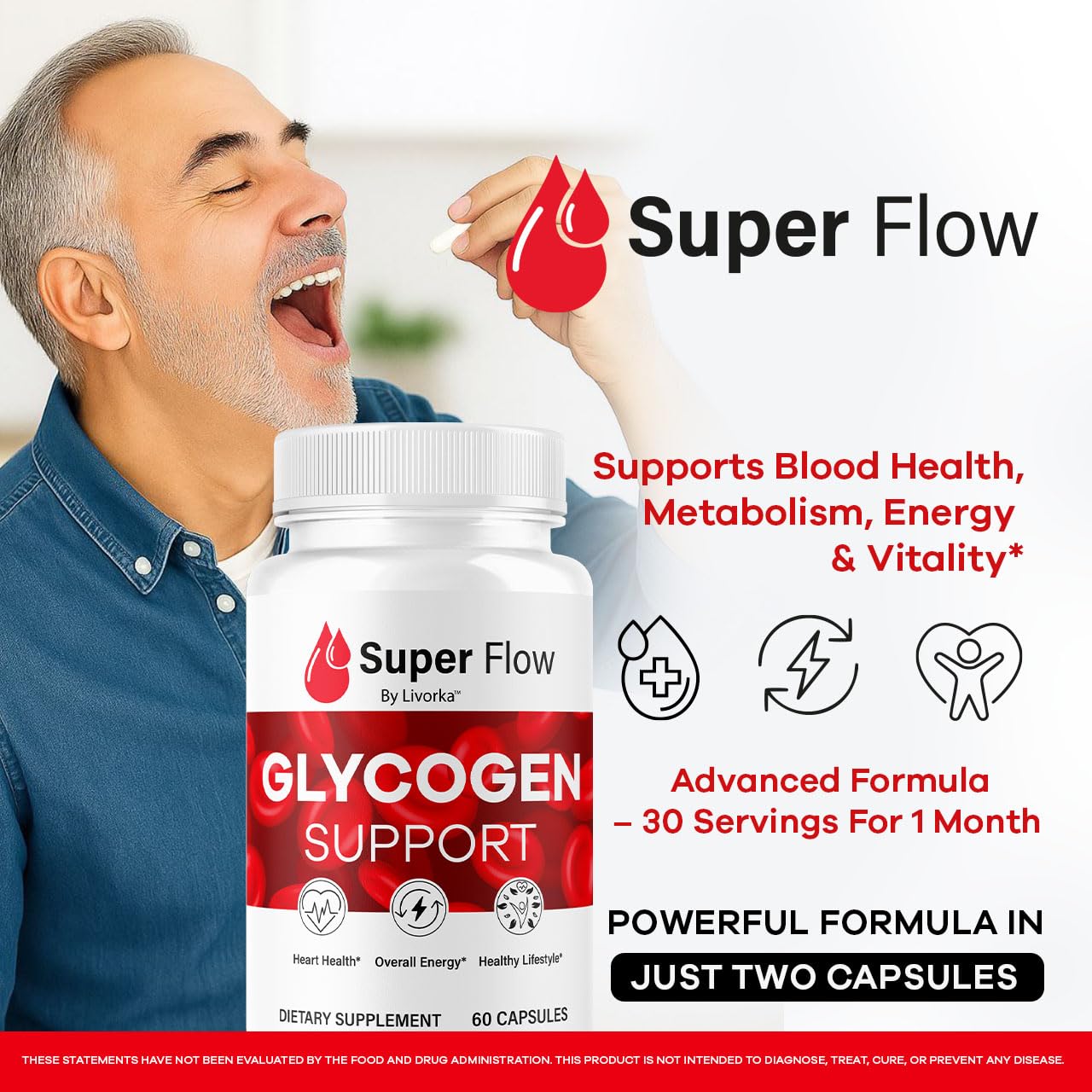(2 Pack) Super Flow Glycogen Capsules - Official SuperFlow Advanced Glycogen Support Pills - Maximum Strength, Natural Formula Vitamins for Overall Health & Wellness Reviews, 120 Capsules for 2 Months - TrustMedUSA