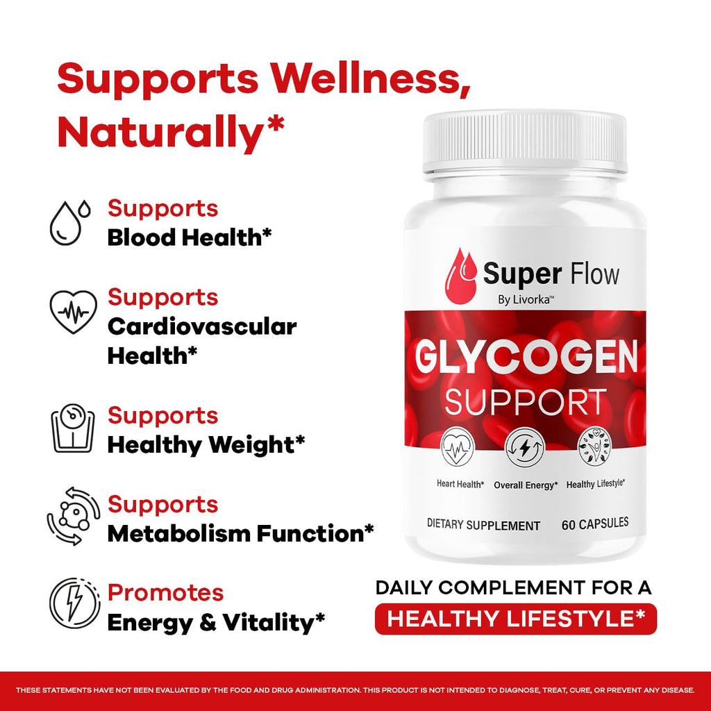 (2 Pack) Super Flow Glycogen Capsules - Official SuperFlow Advanced Glycogen Support Pills - Maximum Strength, Natural Formula Vitamins for Overall Health & Wellness Reviews, 120 Capsules for 2 Months - TrustMedUSA