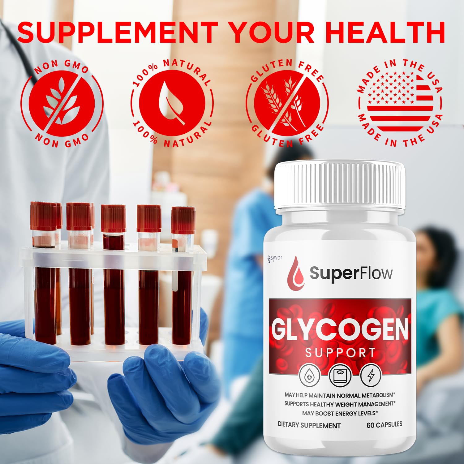 (2 Pack) Super Flow Glycogen Support, Official SuperFlow Advanced Formula Glyco Optimizer Capsules, All Natural Super Flow Pills, Daily Wellness Supplement to Support Healthy Balance (120 Capsules) - TrustMedUSA