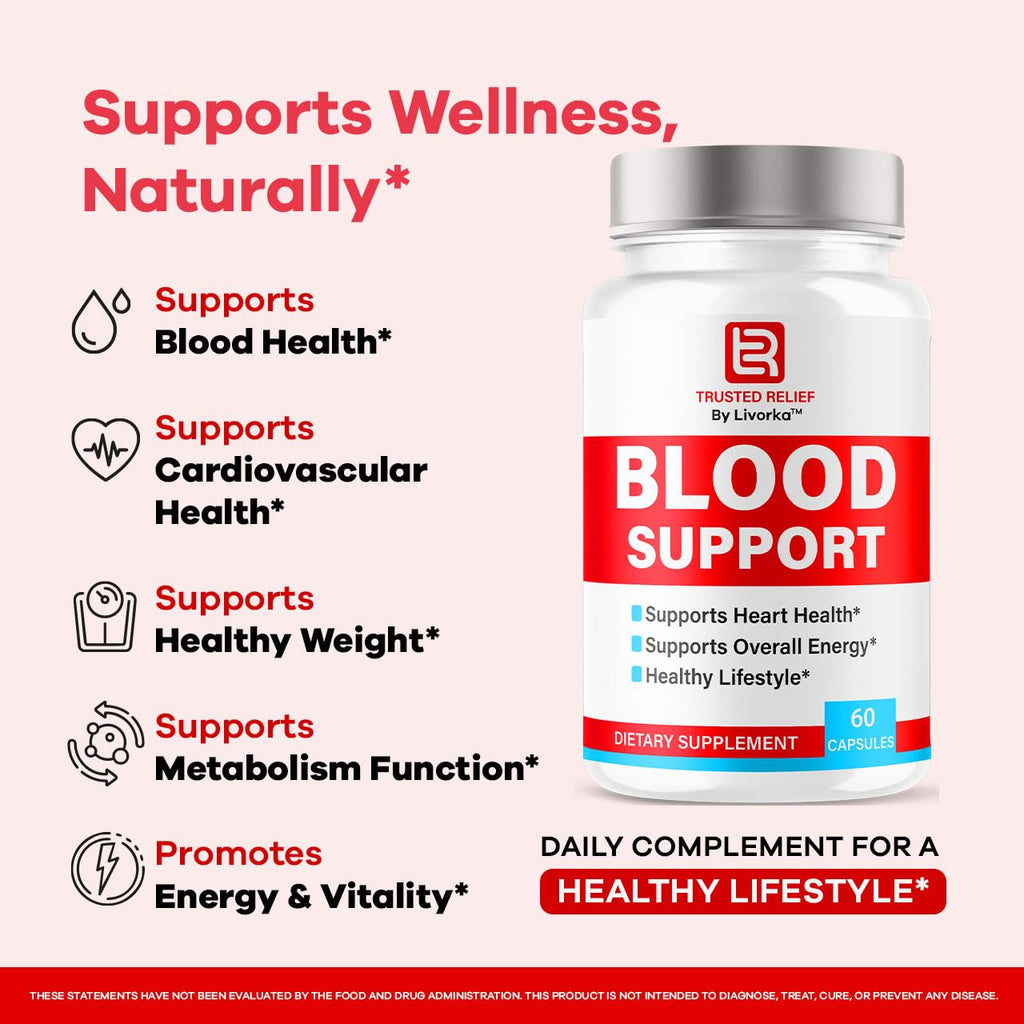 (2 Pack) Trusted Relief Blood Support Capsules - Official TrustedRelief Blood Support Vitamin Pills, Natural Trusted Relief Advanced Premium Formula Wellness & Overal Health, 120 Capsules For 2 Months - TrustMedUSA