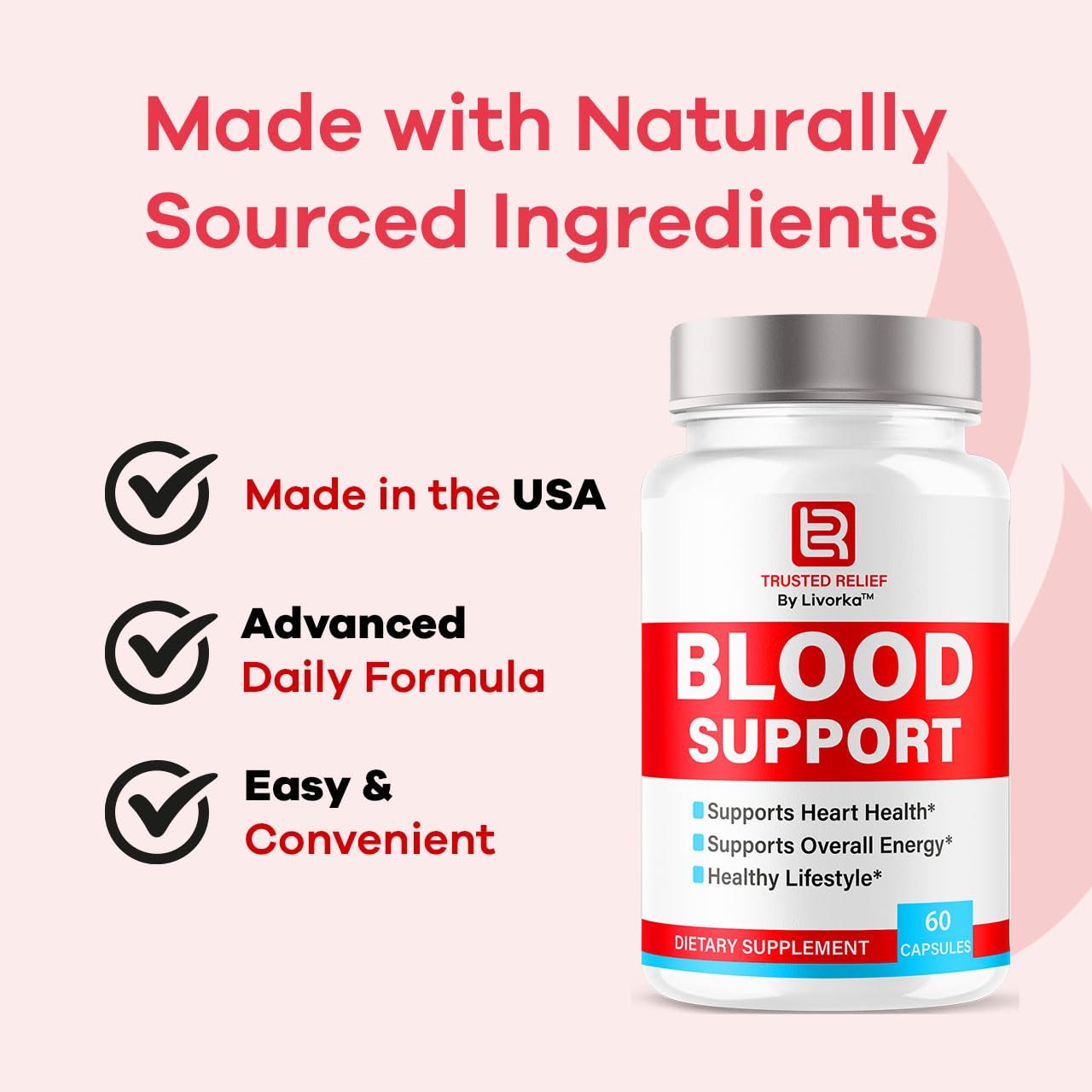 (2 Pack) Trusted Relief Blood Support Capsules - Official TrustedRelief Blood Support Vitamin Pills, Natural Trusted Relief Advanced Premium Formula Wellness & Overal Health, 120 Capsules For 2 Months - TrustMedUSA