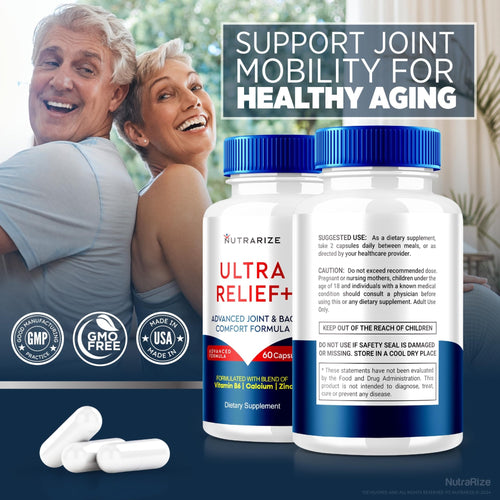 (2 Pack) Ultra Relief+ Capsules, Official Formula for Joint Health, All-Natural Supplement to Support Joint Function and Mobility, Ultra Relief + Pills, Ultra Relief Plus Reviews (120 Capsules) - TrustMedUSA