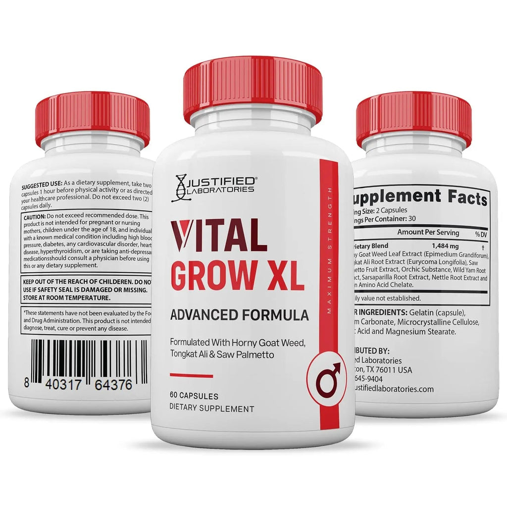 (2 Pack) Vital Grow XL Pills 1484MG Advanced Formula Proprietary Blend for Men 60 Capsules - TrustMedUSA