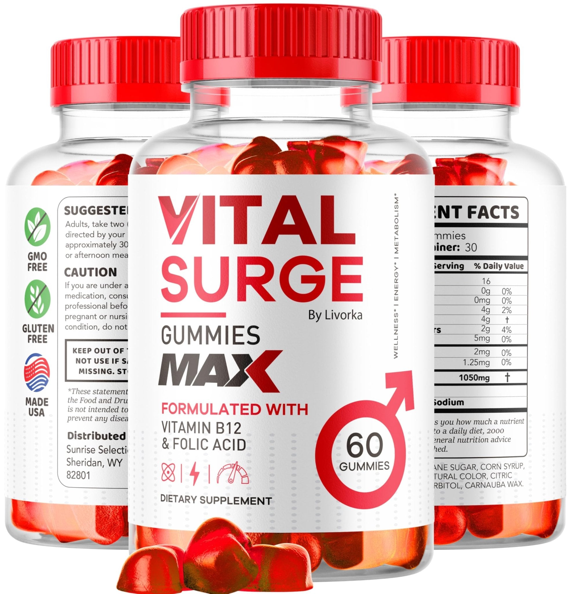 (2 Pack) Vital Surge - Vital Surge for Men, Max Maximum Strength 1050 MG, VitalSurge Supplement Support Gummy Advanced Formula, Premium Vitamin Gomitas (120 Gummies) - TrustMedUSA