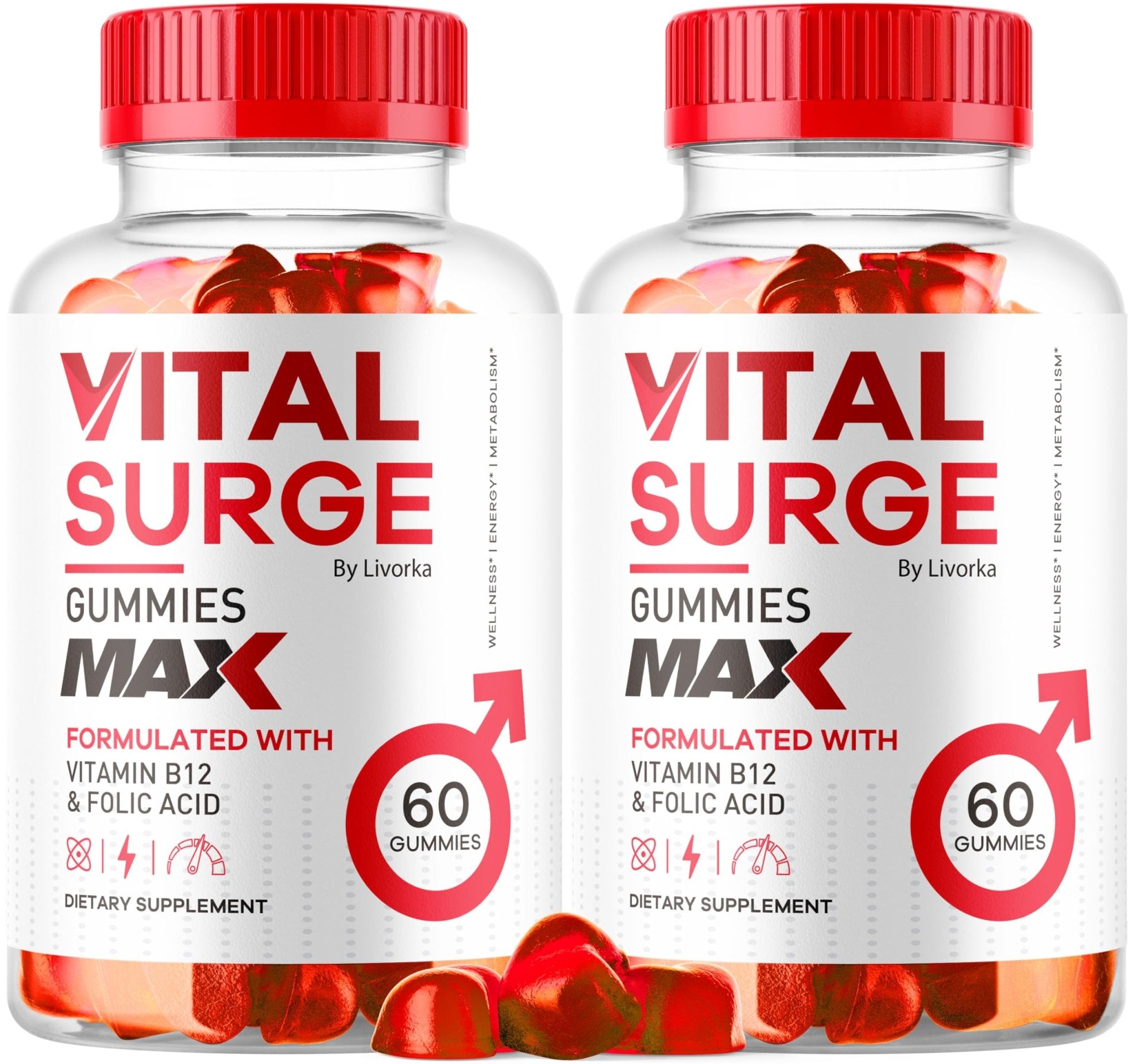 (2 Pack) Vital Surge - Vital Surge for Men, Max Maximum Strength 1050 MG, VitalSurge Supplement Support Gummy Advanced Formula, Premium Vitamin Gomitas (120 Gummies) - TrustMedUSA