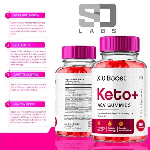 (2 Pack) X10 Boost Keto ACV Gummies Advanced Weight Loss, X10 Boost Keto - TrustMedUSA