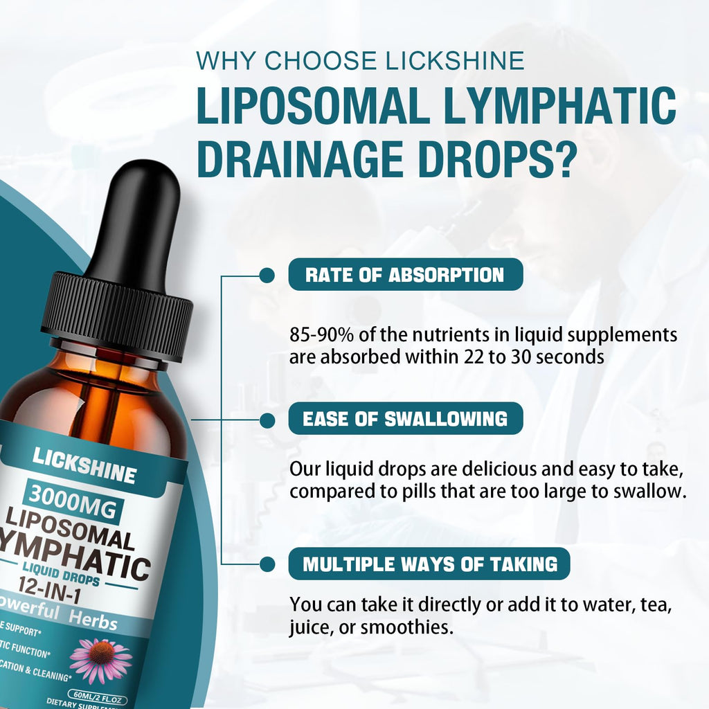 2 Packs 3000MG Liposomal Lymphatic Drainage Drops, 12 in 1 Organic Lymphatic Drainage Supplements with ElderBerry, Burdock Root, Cleavers Herb & Echinacea, Lymphatic Cleanse Immune Support, 4 Fl oz - Maple Wellness Supplements