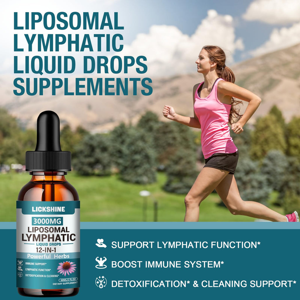 2 Packs 3000MG Liposomal Lymphatic Drainage Drops, 12 in 1 Organic Lymphatic Drainage Supplements with ElderBerry, Burdock Root, Cleavers Herb & Echinacea, Lymphatic Cleanse Immune Support, 4 Fl oz - Maple Wellness Supplements