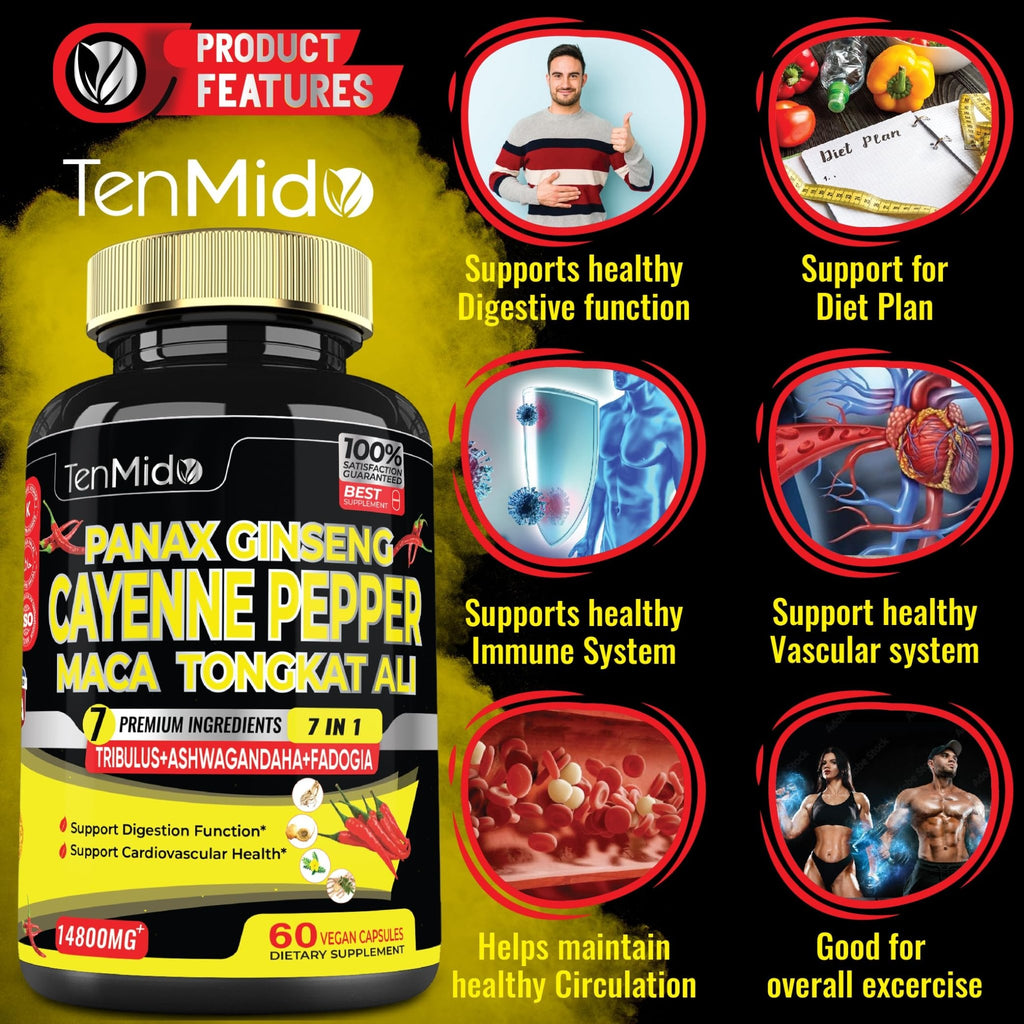2 Packs 60 Caps 14800mg - Cayenne Pepper Supplements Extract Capsules - Tongkat Ali - TrustMedUSA