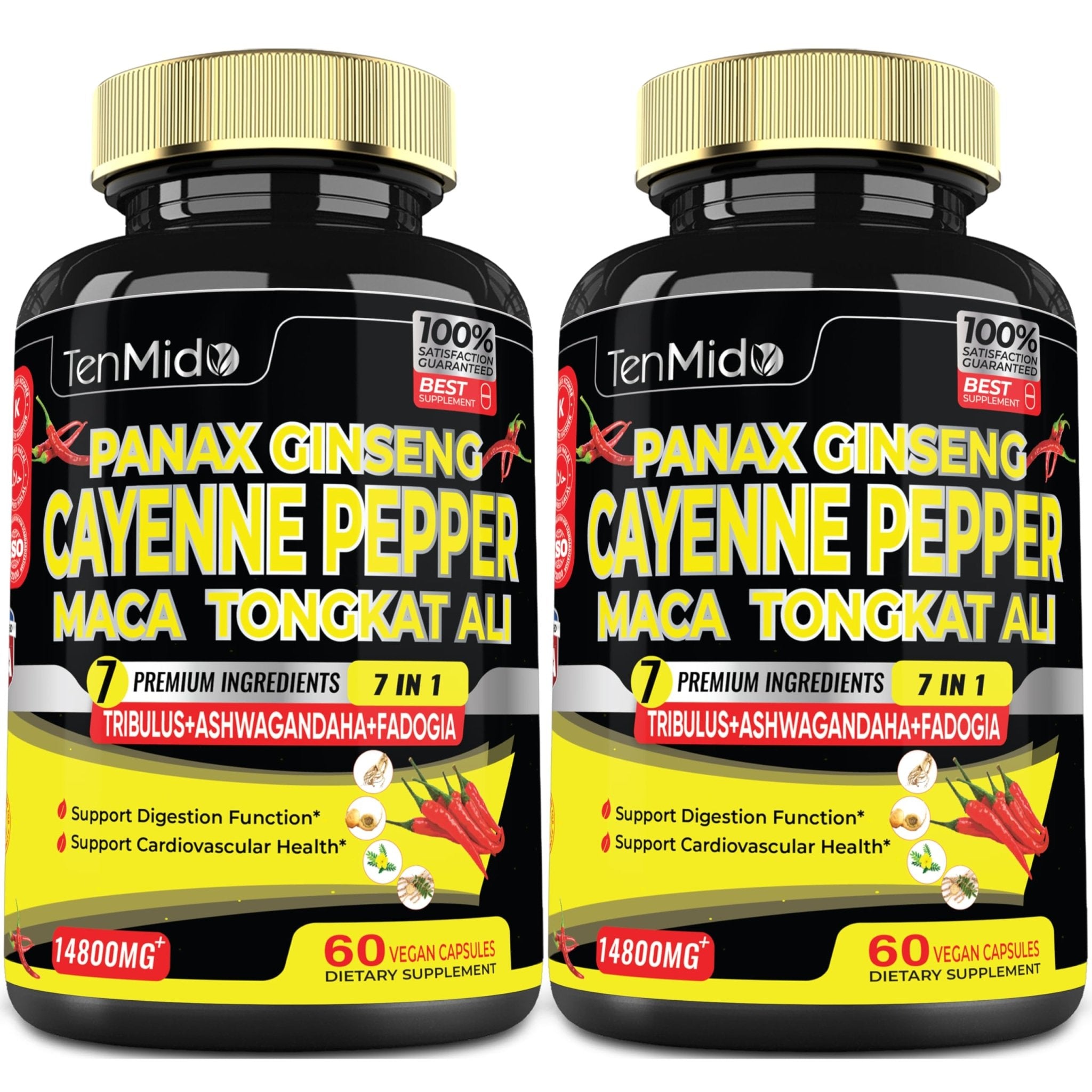 2 Packs 60 Caps 14800mg - Cayenne Pepper Supplements Extract Capsules - Tongkat Ali - TrustMedUSA